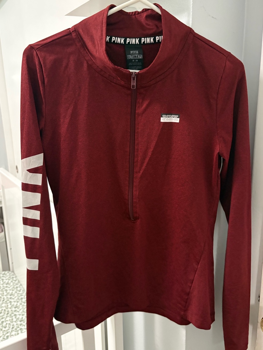 PINK Victoria's Secret Maroon Half-Zip Long Sleeve Pullover